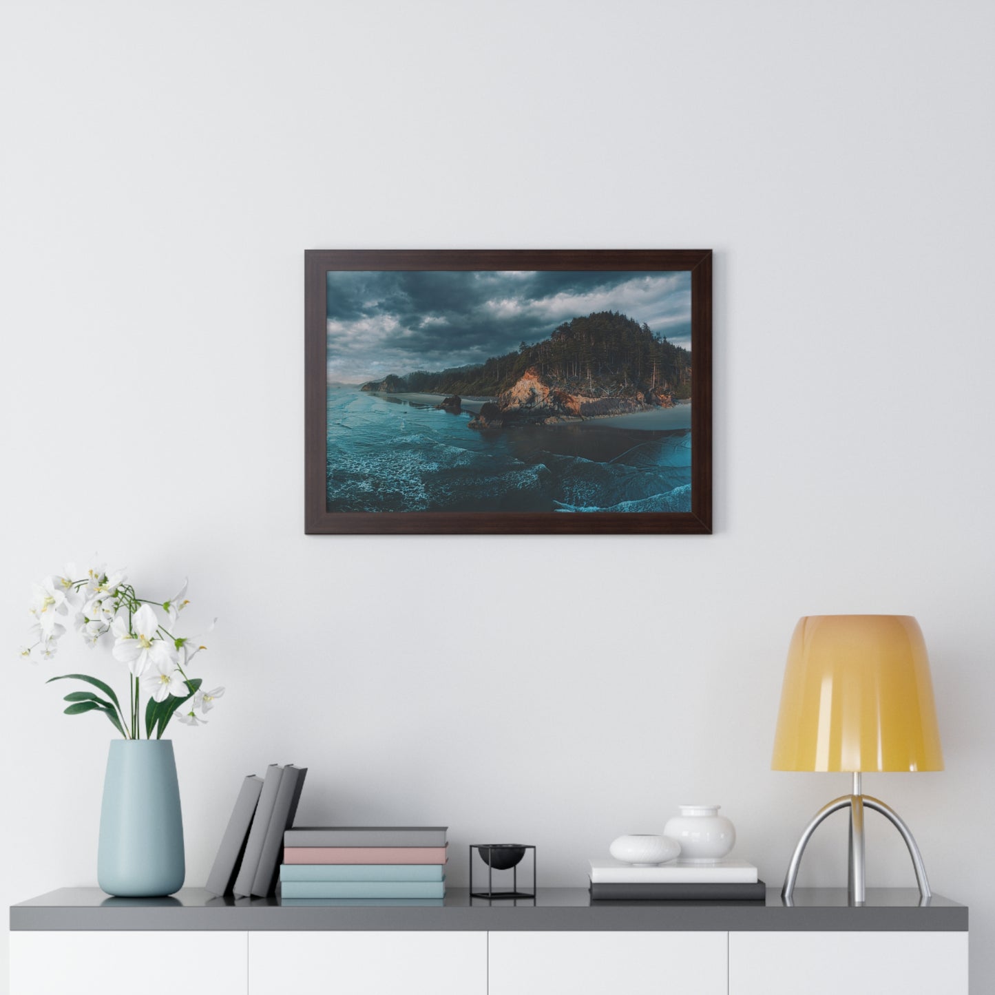 Oregon - Hug Point View - Framed Horizontal Poster