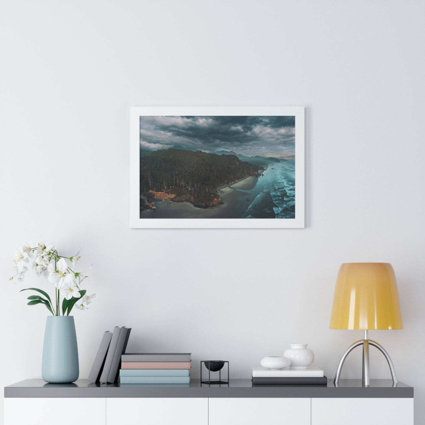 Oregon - Hug Point Sky View - Framed Horizontal Poster