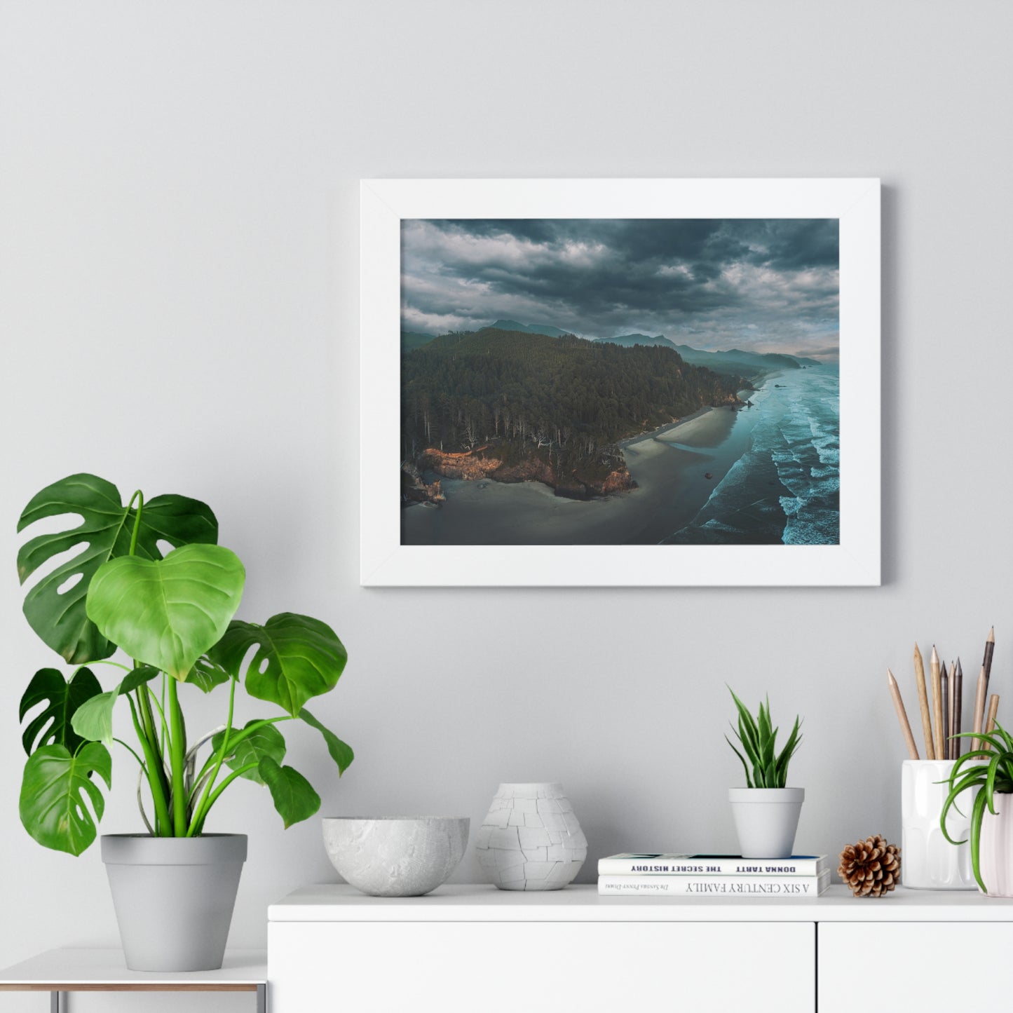 Oregon - Hug Point Sky View - Framed Horizontal Poster