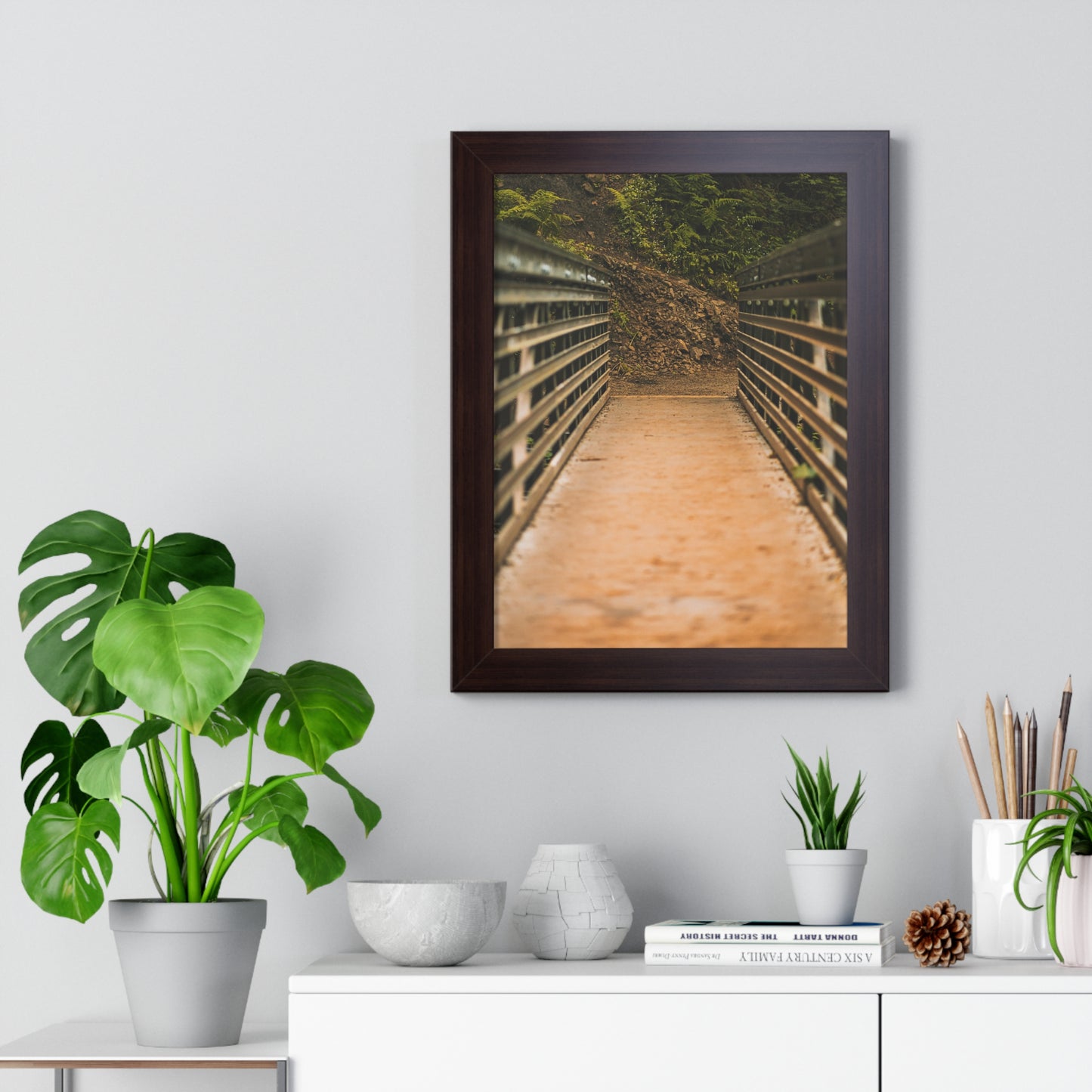 Oregon - Upper Latourell Falls Bridge - Framed Vertical Poster