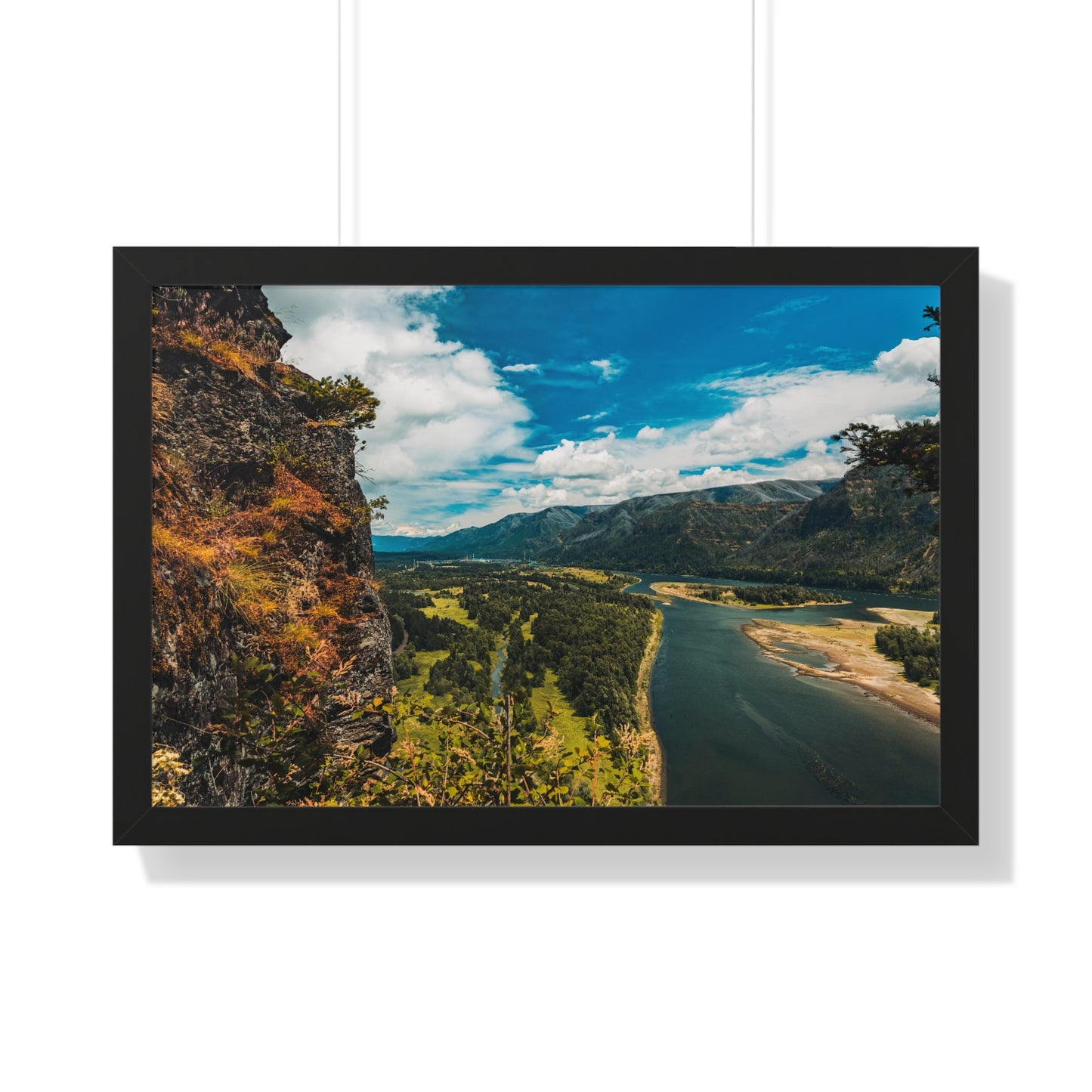 Washington - Beacon Rock  - Framed Horizontal Poster
