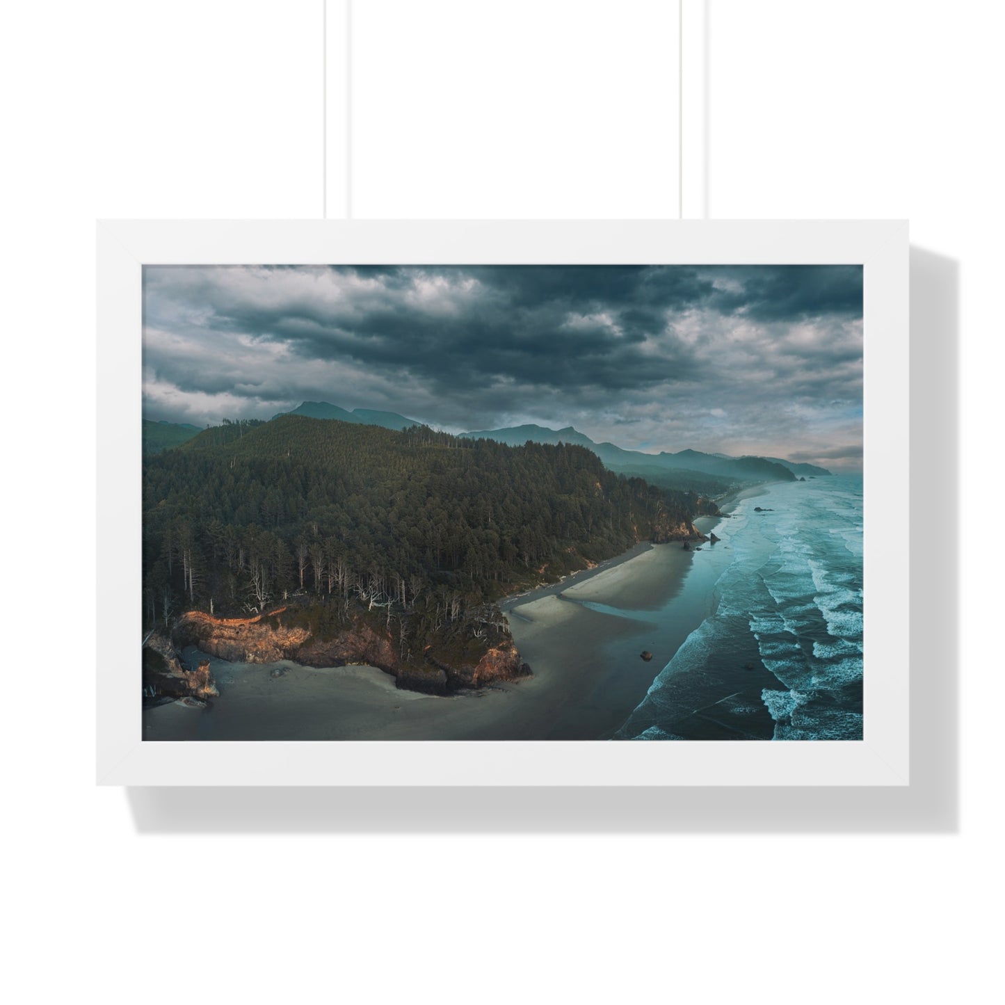 Oregon - Hug Point Sky View - Framed Horizontal Poster