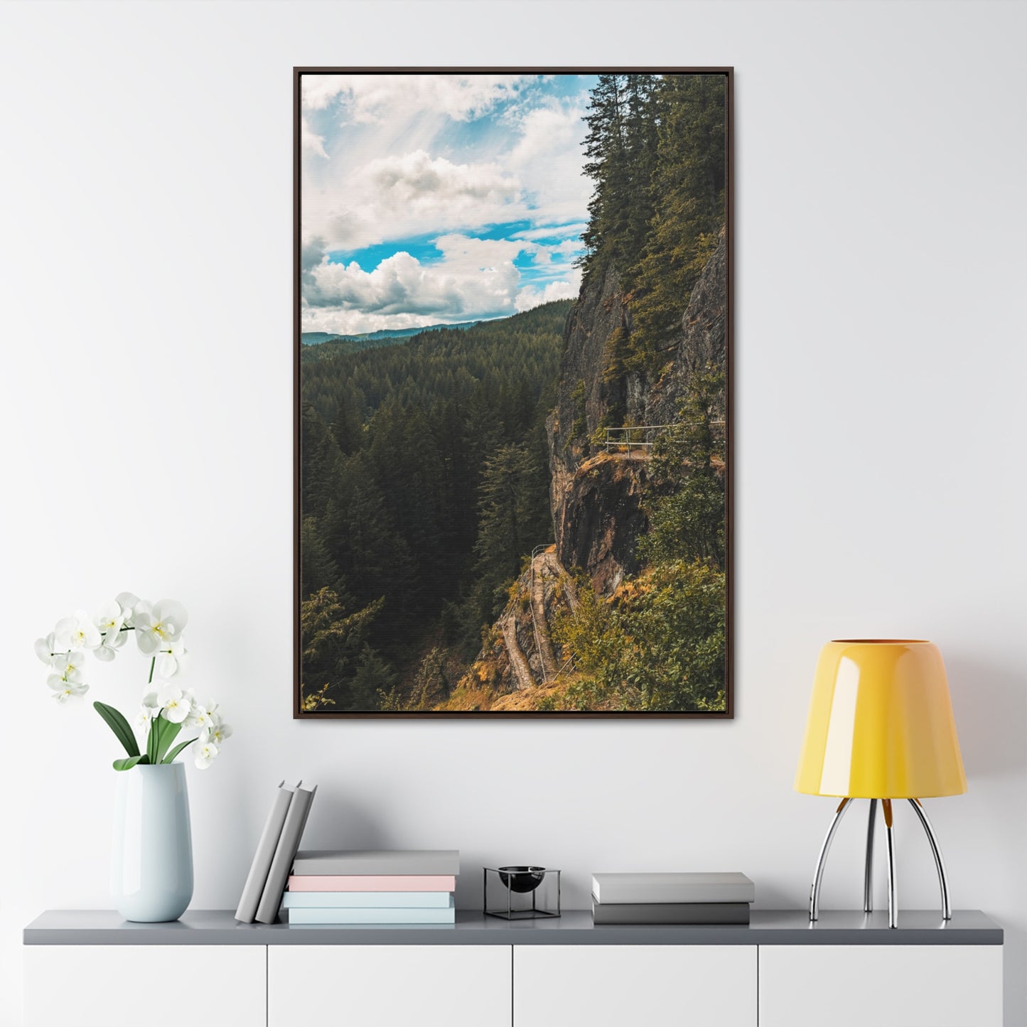 Washington - Beacon Rock View Point - Gallery Canvas Wraps, Vertical Frame