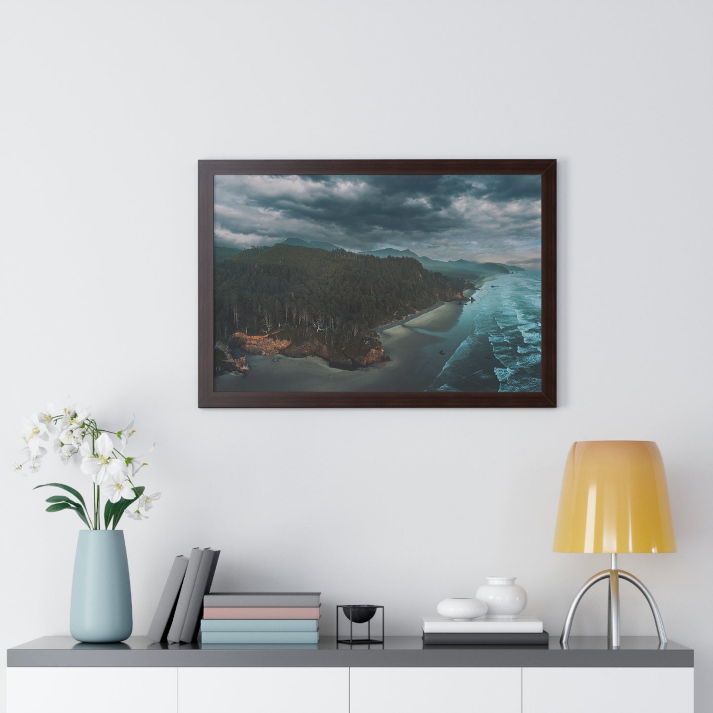 Oregon - Hug Point Sky View - Framed Horizontal Poster