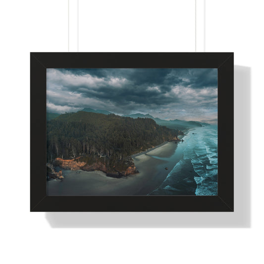 Oregon - Hug Point Sky View - Framed Horizontal Poster