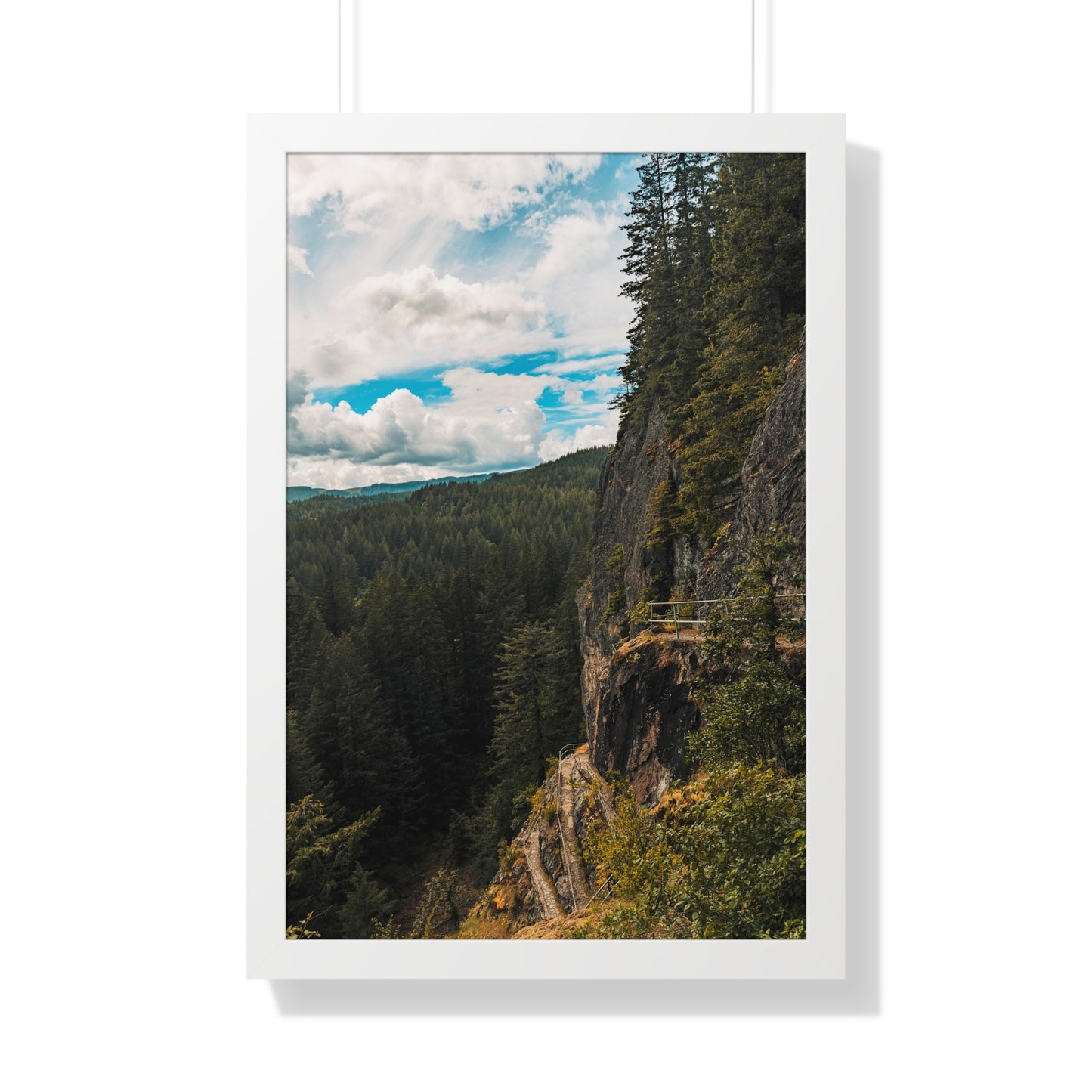 Washington - Beacon Rock View Point - Framed Vertical Poster