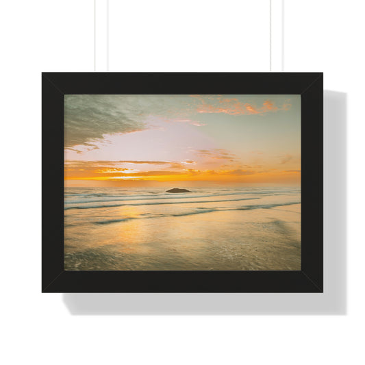 Oregon - Hug Point Sunset - Framed Horizontal Poster