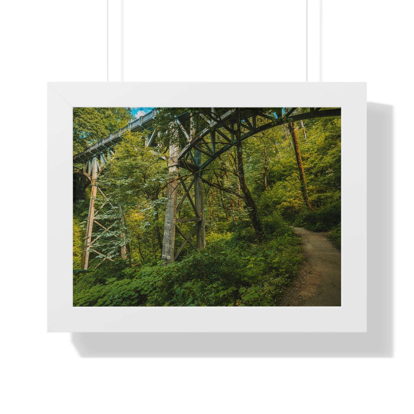 Oregon - Latourell Falls Bridge Trail - Framed Horizontal Poster